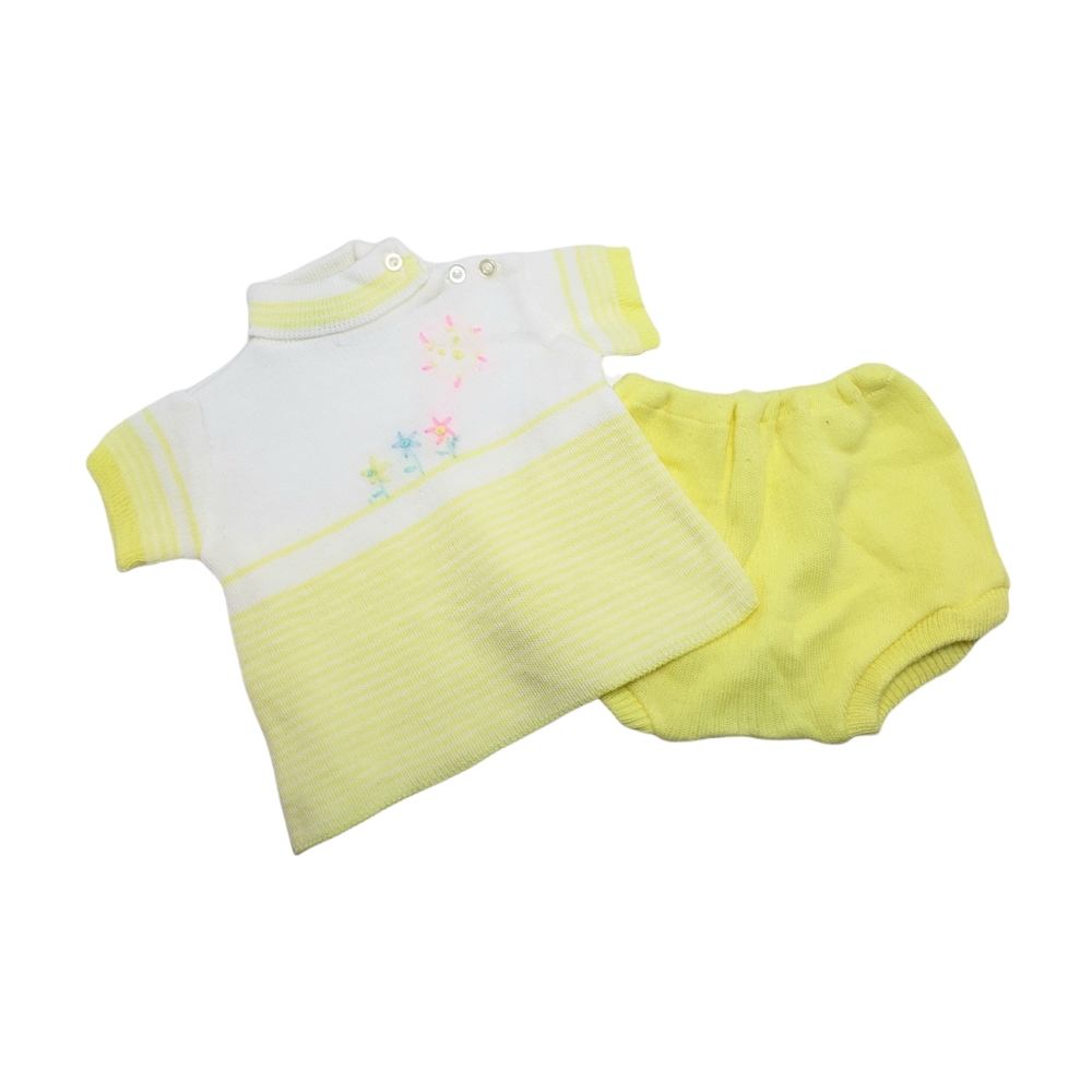 Baby Fair Vintage Top and Bloomers Knit Yellow 2pc Set